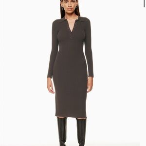 Babaton chocolate Sheath Dress Long Sleeve